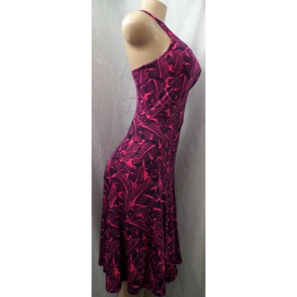 "BANANA REPUBLIC" BERRY & BLUE FLORAL CASUAL CAREER SLEEVESS MIDI DRESS XS NWT - Picture 2 of 4